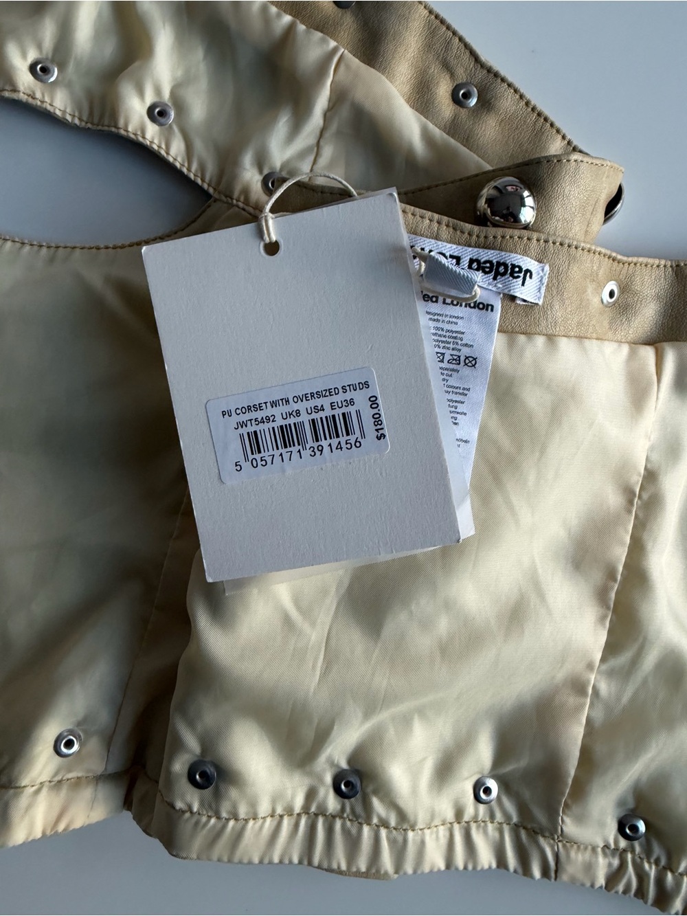 Jaded London Beige Leather Studded Crop Top - Picture 3 of 5